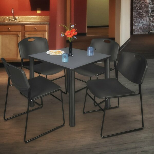 Kee Square Tables > Breakroom Tables > Kee Square Table & Chair Sets, 30 W, 30 L, 29 H, Grey TB3030GYBPBK44BK